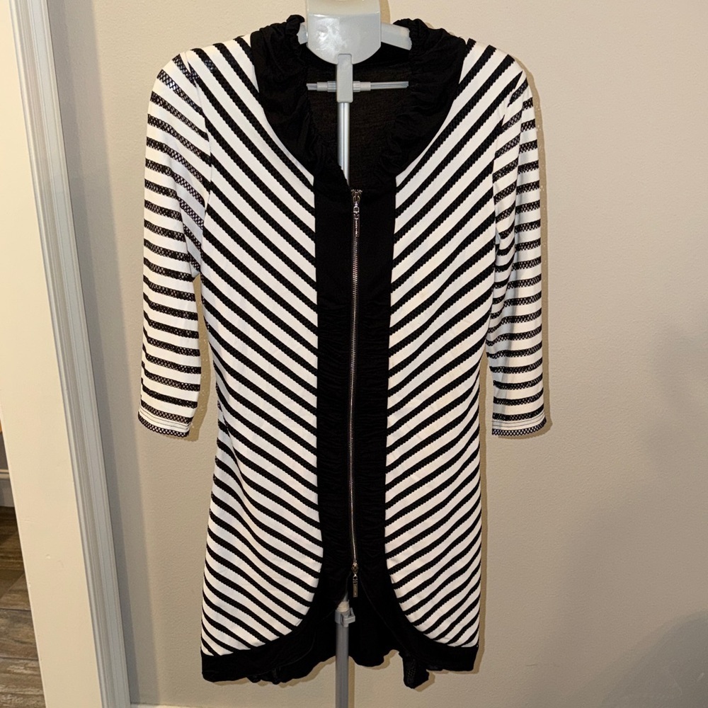 Black and White Striped Midi Dress